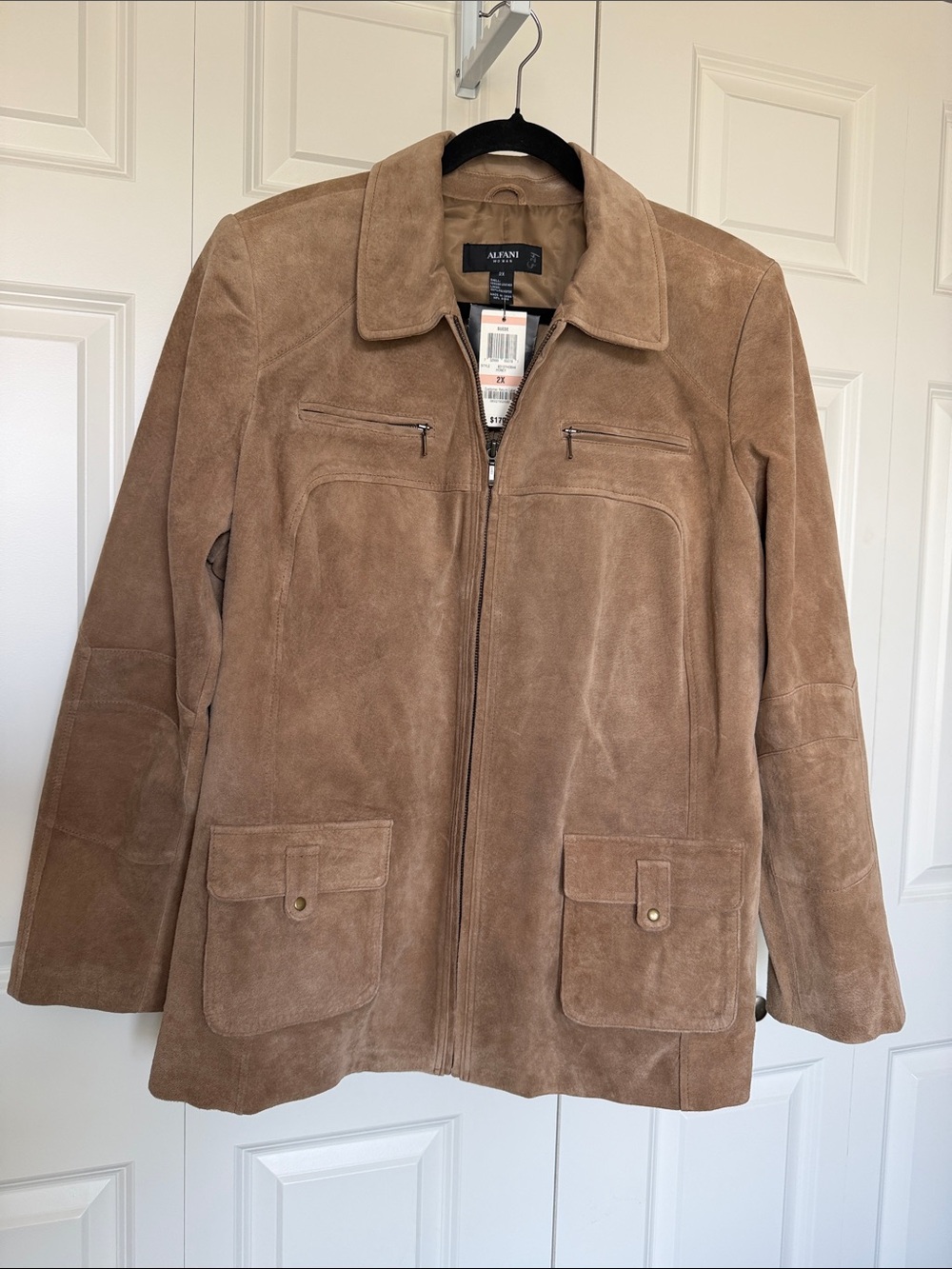Alfani Women's Suede Zip-Front Jacket in Tan